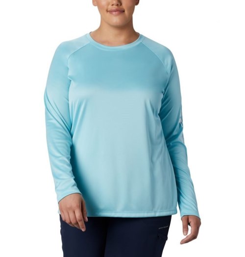 Columbia PFG Tidal Tee II Long Sleeve Gensere Dame Turkis | Plus Size 72031T